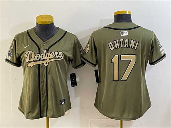 Womens Los Angeles Dodgers #17 Shohei Ohtani Olive 2026 Armed Forces Day Stitched Jersey(Run Small) Dzhi->mlb womens jerseys->MLB Jersey