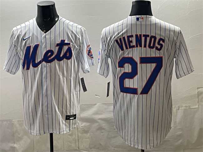 Mens New York Mets #27 Mark Vientos White Cool Base Stitched Jersey->new york mets->MLB Jersey