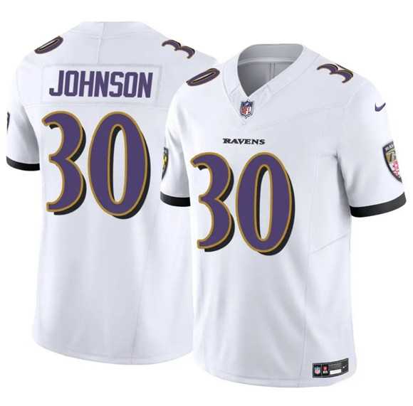 Men & Women & Youth Baltimore Ravens #30 DErnest Johnson White 2025 F.U.S.E. Vapor Limited Jersey->baltimore ravens->NFL Jersey