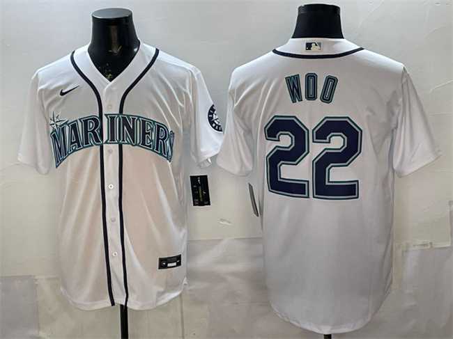 Men%27s Seattle Mariners #22 Bryan Woo White Cool Base Stitched Jersey->seattle mariners->MLB Jersey