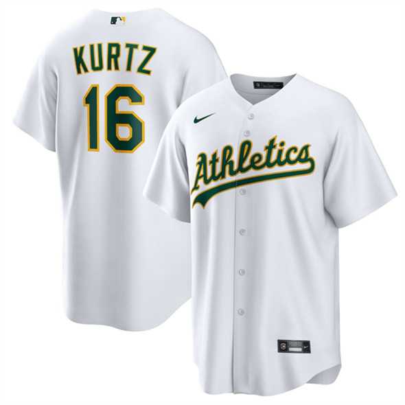 Mens Oakland Athletics #16 Nick Kurtz White Cool Base Stitched Jersey Dzhi->oakland athletics->MLB Jersey