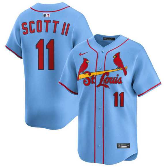 Mens St. Louis Cardinals #11 Victor Scott II Light Blue Alternate Limited Stitched Jersey Dzhi->st.louis cardinals->MLB Jersey