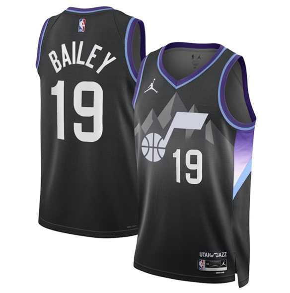 Mens Utah Jazz #19 Ace Bailey Black 2024-25 Draft Statement Edition Stitched Jersey Dzhi->utah jazz->NBA Jersey