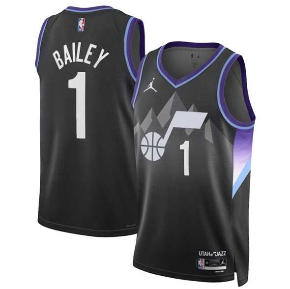 Mens Utah Jazz #1 Ace Bailey Black 2024-25 Draft Statement Edition Stitched Jersey Dzhi->utah jazz->NBA Jersey