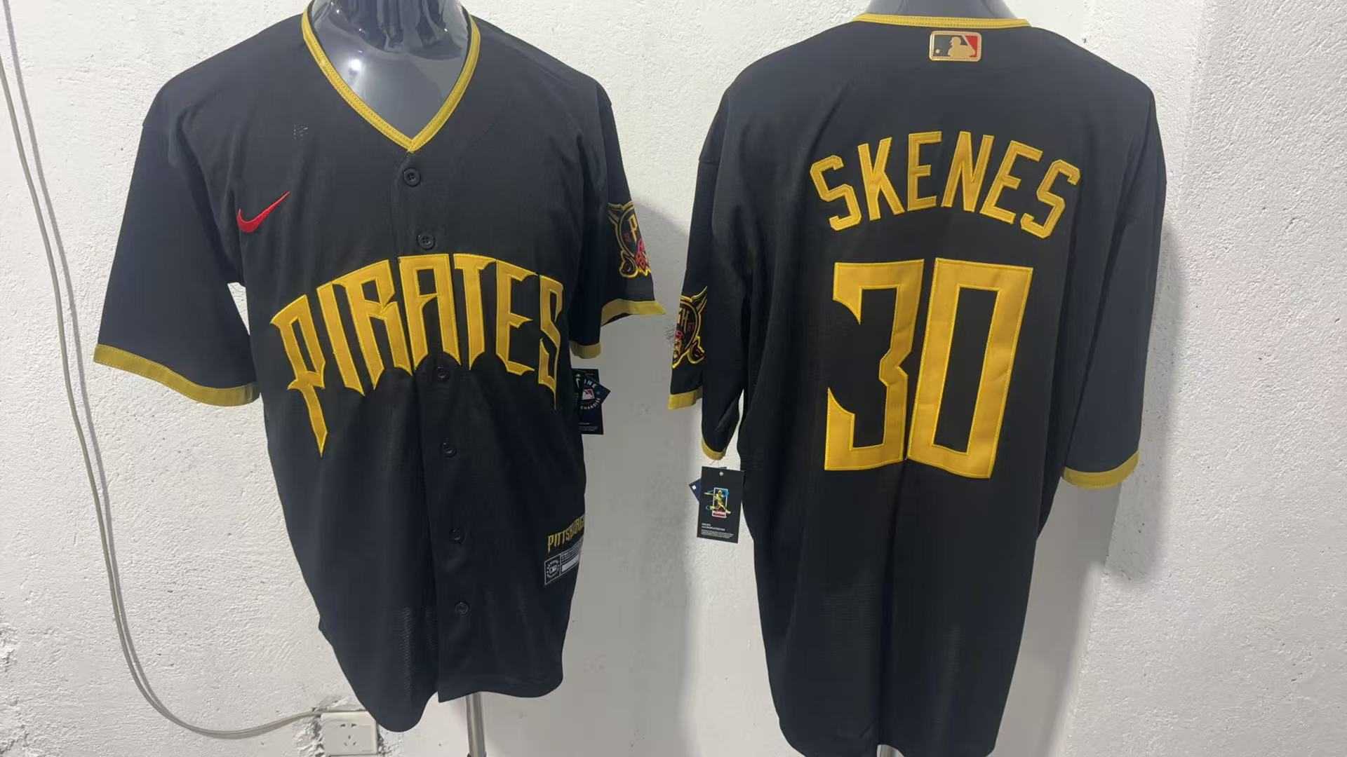 Mens Pittsburgh Pirates #30 Paul Skenes Black 2026 City Connect Stadium Jersey->pittsburgh pirates->MLB Jersey