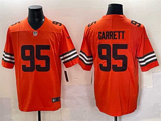 Men%27s Cleveland Browns #95 Myles Garrett Orange Vapor Limited Stitched Jersey->washington commanders->NFL Jersey