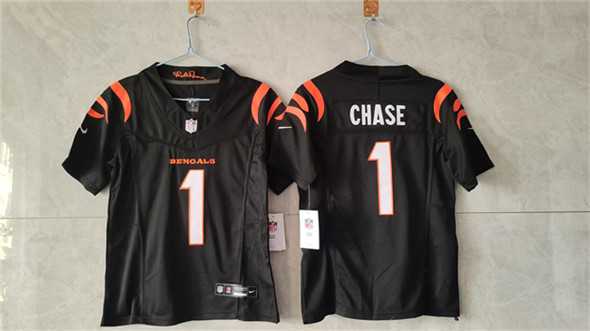 Womens Cincinnati Bengals #1 JaMarr Chase Black F.U.S.E. Vapor Stitched Jersey->cincinnati bengals->NFL Jersey