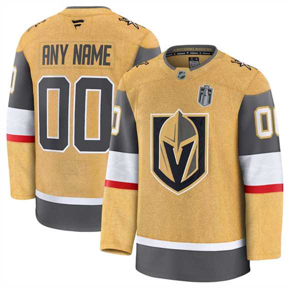 Mens Vegas Golden Knights Active Player Custom Gold 2026 Stanley Cup Final Patch Home Stitched Hockey Jersey->customized nhl jersey->Custom Jersey