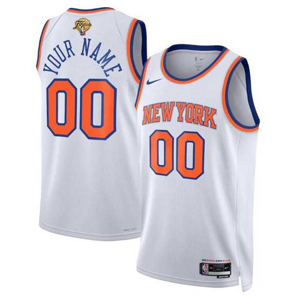 Mens New Yok Knicks Active Player Custom White 2026 Finals Patch Association Edition Stitched Basketball Jersey->customized nba jersey->Custom Jersey