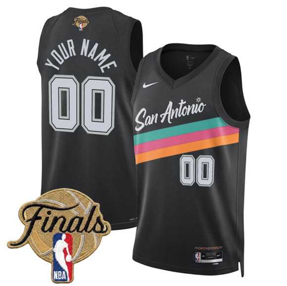 Mens San Antonio Spurs Active Player Custom Black 2026 Finals Patch City Edition Stitched Basketball Jersey->customized nba jersey->Custom Jersey