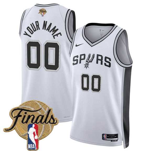 Mens San Antonio Spurs Active Player Custom White 2026 Finals Patch Association Edition Stitched Basketball Jersey->customized nba jersey->Custom Jersey