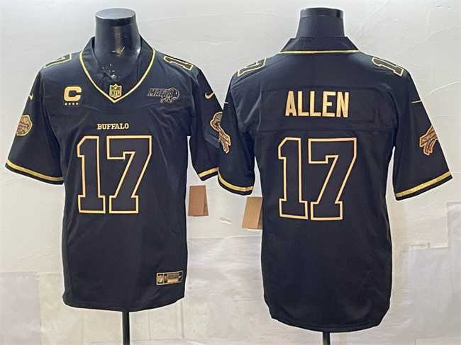 Men%27s Buffalo Bills #17 Josh Allen Black Gold 2025 F.U.S.E. %27Rivalries%27 With Bills Mafia Patch & 4-Star C Patch Vapor Limited Stitched Jersey->buffalo bills->NFL Jersey