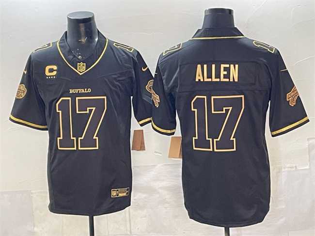 Men%27s Buffalo Bills #17 Josh Allen Black Gold 2025 F.U.S.E. %27Rivalries%27 With 4-Star C Patch Vapor Limited Stitched Jersey->buffalo bills->NFL Jersey