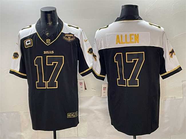 Men%27s Buffalo Bills #17 Josh Allen Black Gold 2025 F.U.S.E. With Farewell Patch & 4-Star C Patch Vapor Limited Stitched Jersey->chicago bears->NFL Jersey