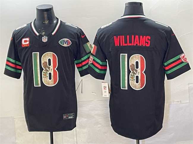 Mens Chicago Bears #18 Caleb Williams Black Mexico F.U.S.E. With 2-star C Patch And VMH Patch Throwback Stitched Jersey->chicago bears->NFL Jersey