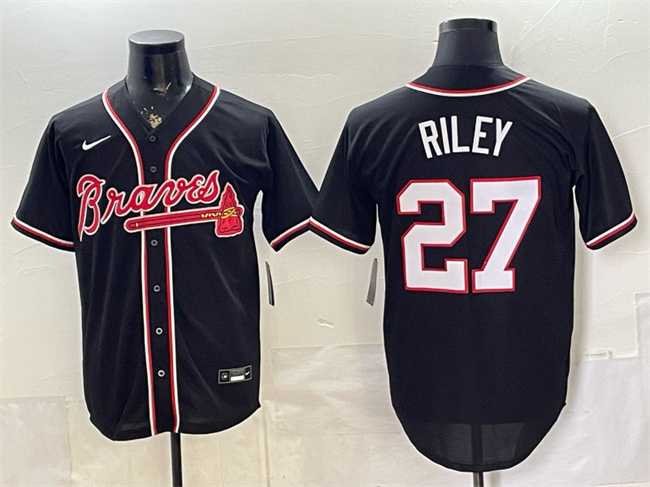 Men%27s Atlanta Braves #27 Austin Riley 2026 Fashion Replica Black Out Stitched Jersey->customized nfl jersey->Custom Jersey