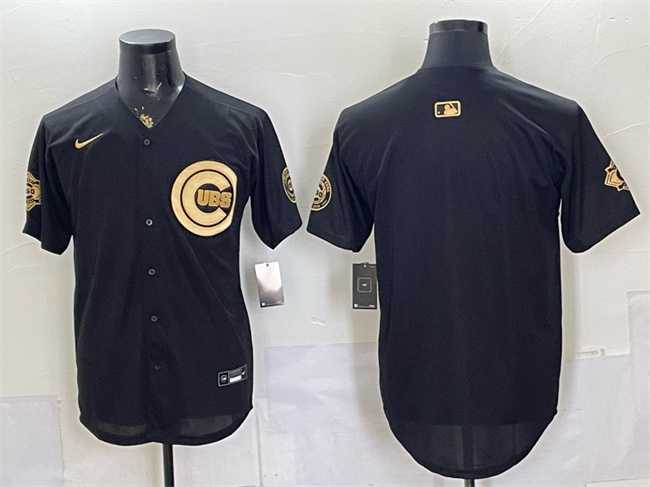 Mens Chicago Cubs Blank Black Gold 150th Anniversary Patch Stitched Jersey Dzhi->chicago cubs->MLB Jersey