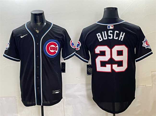 Mens Chicago Cubs #29 Michael Busch 150th Anniversary Black Out Style Vapor Premier Limited Stitched Jersey->chicago cubs->MLB Jersey