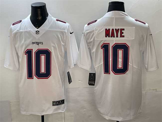 Mens New England Patriots #10 Drake Maye White Fashion Vapor Untouchable Limited Stitched Jersey->new england patriots->NFL Jersey