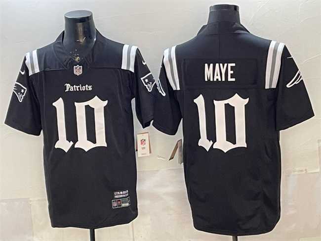 Mens New England Patriots #10 Drake Maye Black F.U.S.E. Gothic Revolution Edition Stitched Jersey->new england patriots->NFL Jersey