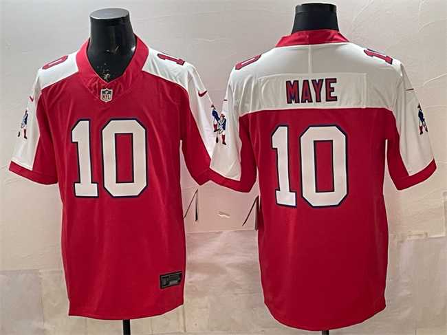 Mens New England Patriots #10 Drake Maye Red Alternate F.U.S.E. Throwback Vapor Limited Stitched Jersey->new england patriots->NFL Jersey