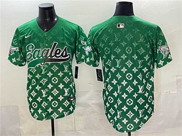 Men%27s Philadelphia Eagles Blank Green With Patch Limited Stitched Baseball Jersey->philadelphia eagles->NFL Jersey