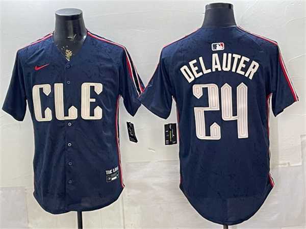 Mens Cleveland Guardians #24 Chase DeLauter Navy 2024 City Connect Limited Stitched Jersey->cleveland guardians->MLB Jersey