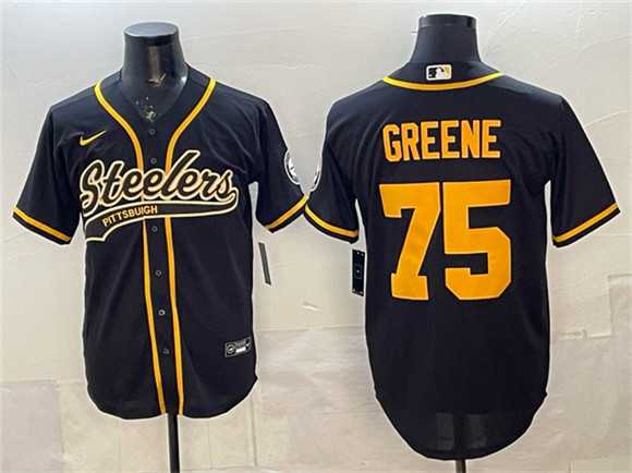 Men%27s Pittsburgh Steelers #75 Joe Greene Black With Patch Cool Base Stitched Baseball Jersey->san francisco 49ers->NFL Jersey