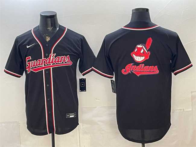 Mens Cleveland Guardians Team Big Logo 2026 Fashion Replica Black Out Stitched Jersey Dzhi->cleveland guardians->MLB Jersey