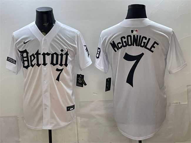 Men%27s Detroit Tigers #7 Kevin McGonigle 2026 White %27Motor Gothic Edition%27 Vapor Premier Limited Stitched Jersey Dzhi->detroit tigers->MLB Jersey