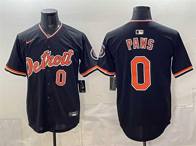 Men%27s Detroit Tigers #0 Paws Black 2026 Alternate Vapor Premier Limited Stitched Jersey->cleveland guardians->MLB Jersey