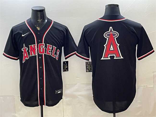 Mens Los Angeles Angels Team Big Logo 2026 Fashion Replica Black Out Stitched Jersey Dzhi->los angeles angels->MLB Jersey