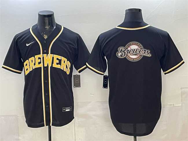 Mens Milwaukee Brewers Team Big Logo 2026 Fashion Replica Black Out Stitched Jersey Dzhi->milwaukee brewers->MLB Jersey
