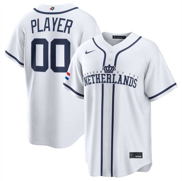 Mens Netherlands Baseball Active Player Custom White 2026 World Baseball Classic Home Stadium Stitched Jersey->customized mlb jersey->Custom Jersey