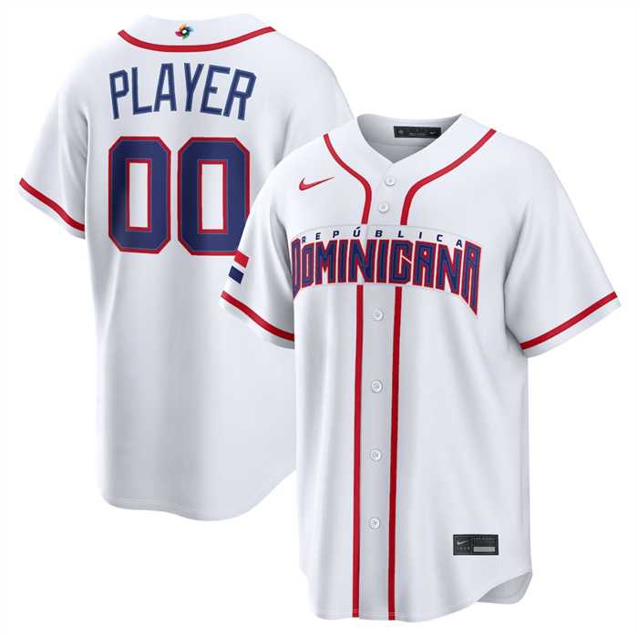 Mens Dominican Republic Baseball Active Player Custom White 2026 World Baseball Classic Home Stadium Stitched Jersey->customized mlb jersey->Custom Jersey