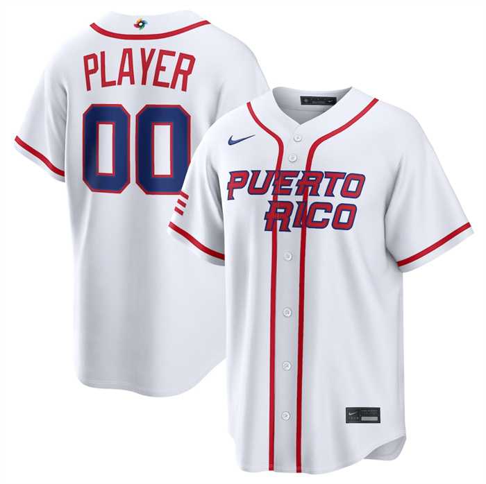Mens Puerto Rico Baseball Active Player Custom White 2026 World Baseball Classic Home Stadium Stitched Jersey->customized mlb jersey->Custom Jersey