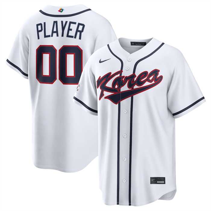 Mens Korea Baseball Active Player Custom White 2026 World Baseball Classic Home Stadium Stitched Jersey->customized mlb jersey->Custom Jersey
