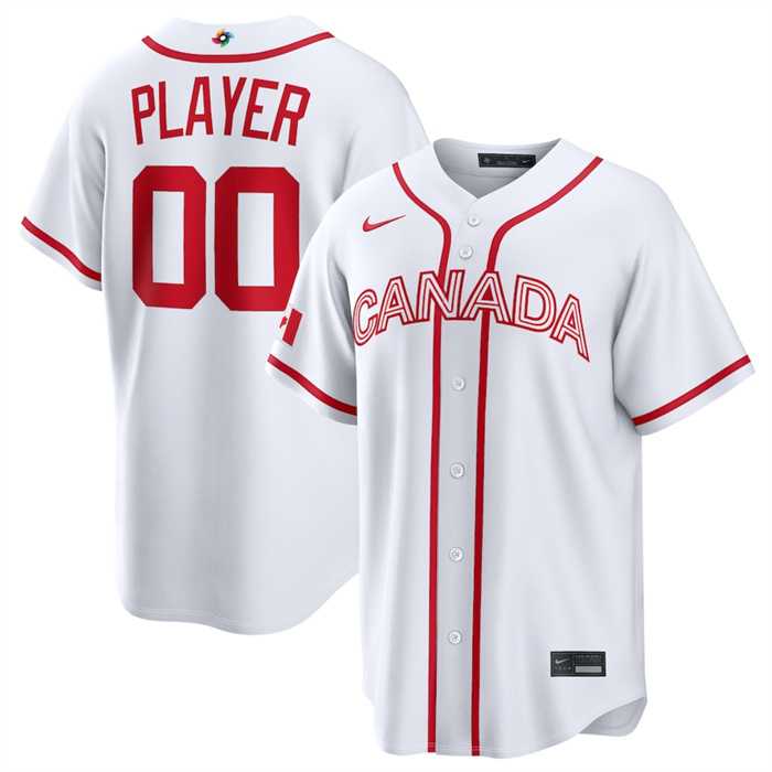 Mens Canada Baseball Active Player Custom White 2026 World Baseball Classic Home Stadium Stitched Jersey->customized mlb jersey->Custom Jersey