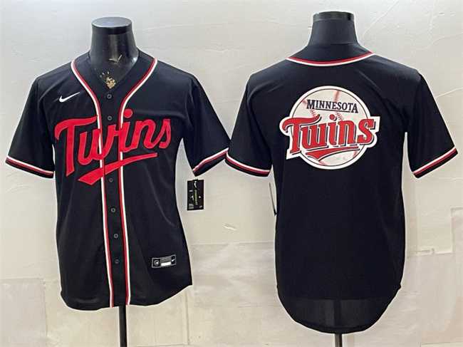 Mens Minnesota Twins Team Big Logo 2026 Fashion Replica Black Out Stitched Jersey Dzhi->minnesota twins->MLB Jersey