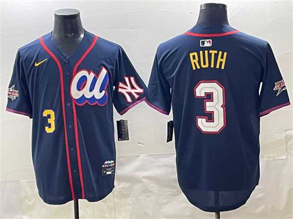 Men%27s American League #3 Babe Ruth Navy 2025 All-Star Edition Limited Stitched Jersey->customized nfl jersey->Custom Jersey