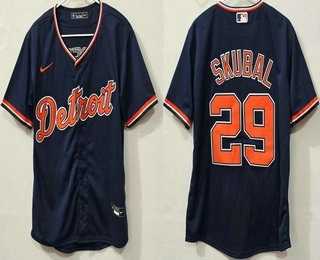 Men%27s Detroit Tigers #29 Tarik Skubal Navy Cool Base Jersey->chicago cubs->MLB Jersey