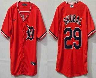 Men%27s Detroit Tigers #29 Tarik Skubal Orange Cool Base Jersey->chicago cubs->MLB Jersey