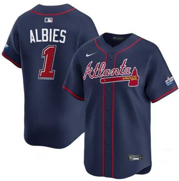 Men%27s Atlanta Braves #1 Ozzie Albies Navy 2025 Speedway Classic Alternate Limited Stitched Jersey Dzhi->atlanta braves->MLB Jersey
