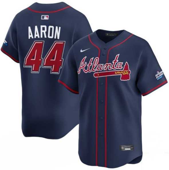 Men%27s Atlanta Braves #44 Hank Aaron Navy 2025 Speedway Classic Alternate Limited Stitched Jersey Dzhi->baltimore orioles->MLB Jersey