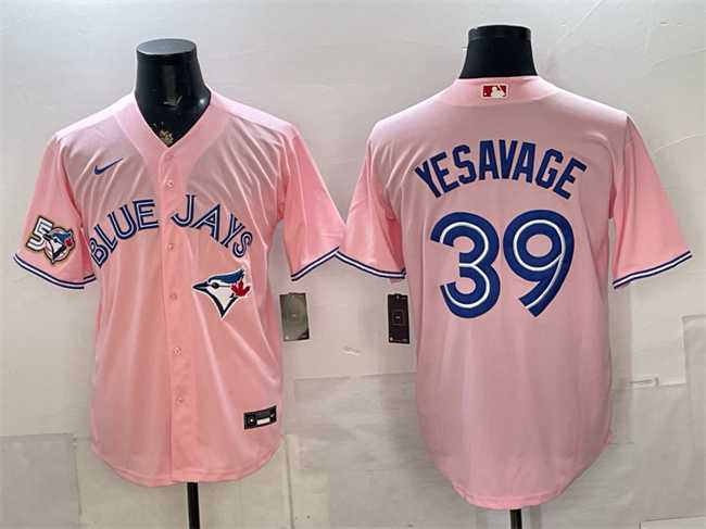 Men%27s Toronto Blue Jays #39 Trey Yesavage Pink 50 Seasons Patch Stitched Jersey->toronto blue jays->MLB Jersey