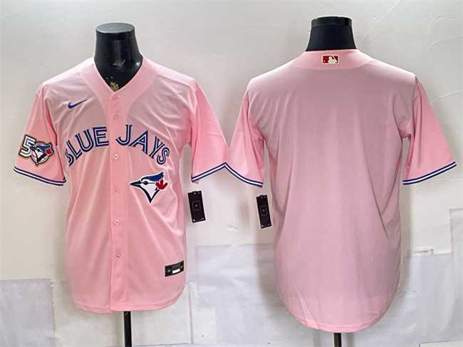 Men%27s Toronto Blue Jays Blank Pink 50 Seasons Patch Stitched Jersey->toronto blue jays->MLB Jersey