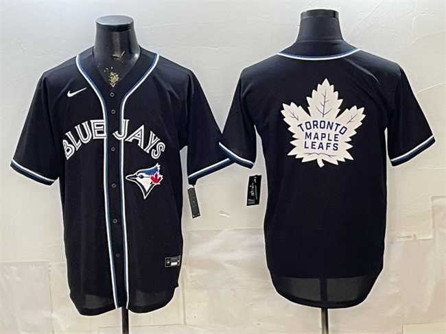 Men%27s Toronto Blue Jays & Leafs With White Leafs Logo 2026 Fashion Replica Black Out Stitched Jersey Dzhi->toronto blue jays->MLB Jersey