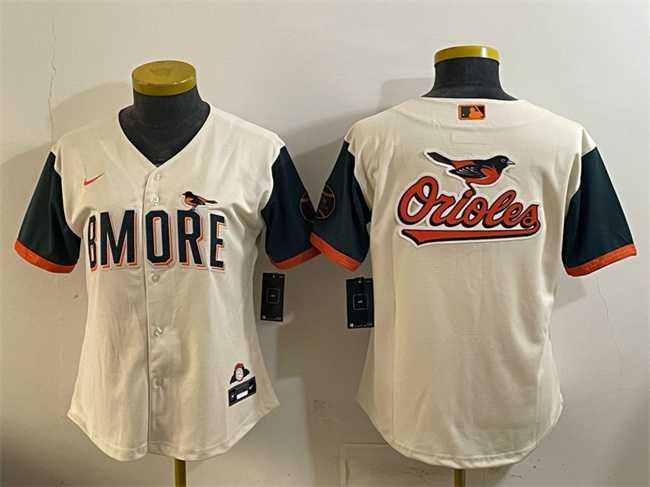 Womens Baltimore Orioles Team Big Logo Natural 2026 City Connect Stadium Stitched Jersey Dzhi->mlb womens jerseys->MLB Jersey