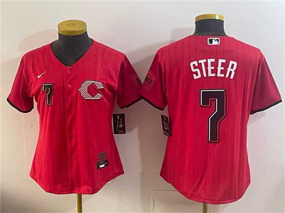 Womens Cincinnati Reds #7 Spencer Steer Red 2026 City Connect Stadium Stitched Jersey->mlb womens jerseys->MLB Jersey