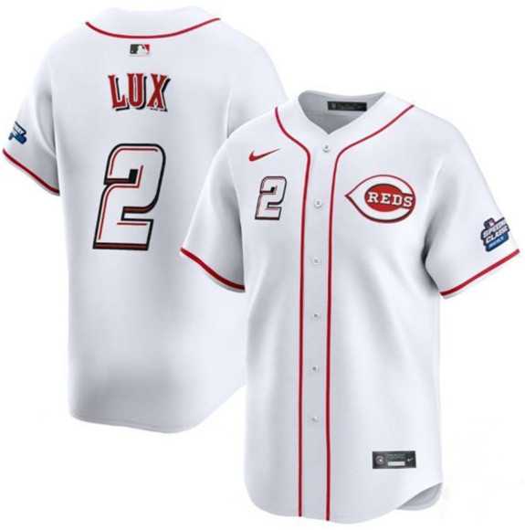 Mens Cincinnati Reds #2 Gavin Lux White 2025 Speedway Classic Home Limited Stitched Jersey Dzhi->cincinnati reds->MLB Jersey